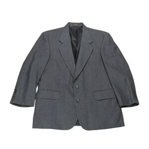 Oscar de la Renta Mens Gray Plaid 100% Wool Blazer Jacket 40S Short Formal Retro